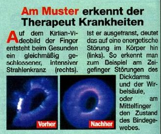 Вырезка из статьи Martin Becker «Alternativ Heilen» (Альтернативное лечение) из журнала «Freizeitspass» (03/2005)